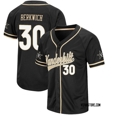 Men's Nike Black/Gold Vanderbilt Commodores Pinstripe Replica Full-Button  Baseball Jersey